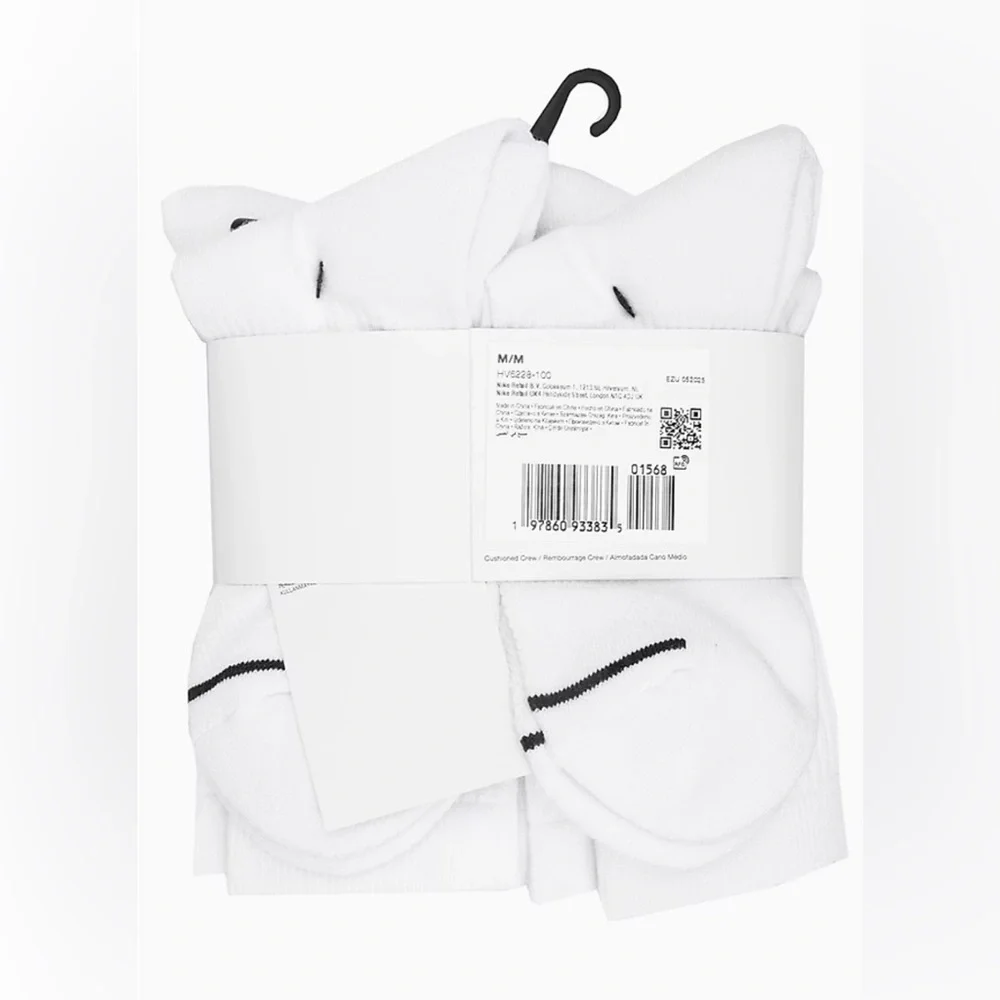 NEW Nike Air Jordan Dri-fit Everyday Cushioned Crew Socks 6 Pairs White